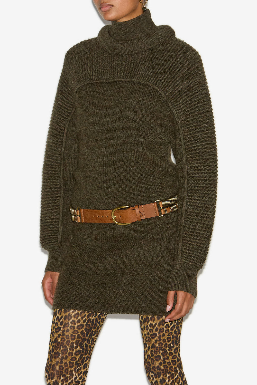 Hilde ribbed wool dress - Dark khaki - Woman - 4