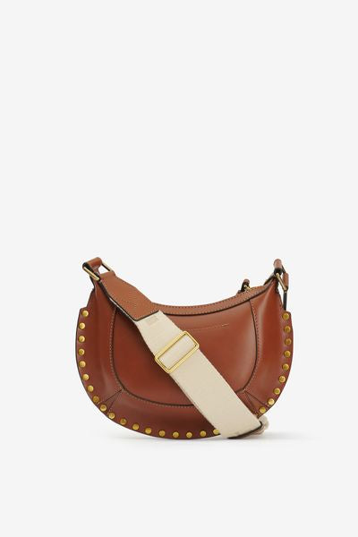 Mini moon leather shoulder baguette bag - Cognac - Woman - 3