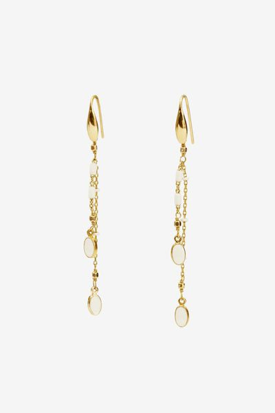 Gold-finish brass pendant earrings - Ecru - Woman - 2