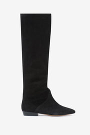 Flache stiefel aus veloursleder sayla - Schwarz - Woman