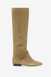 Flache stiefel sayla aus veloursleder - Taupe - Woman