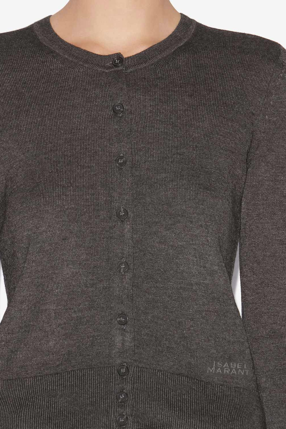 Kleo cardigan in fine plain-colored knit - Anthracite - Woman - 3