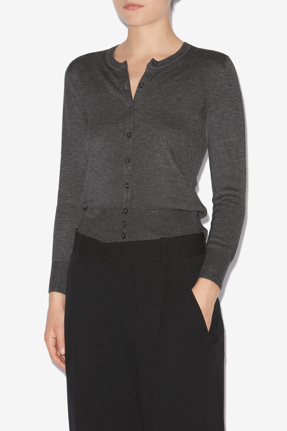 Kleo cardigan in fine plain-colored knit - Anthracite - Woman - 4