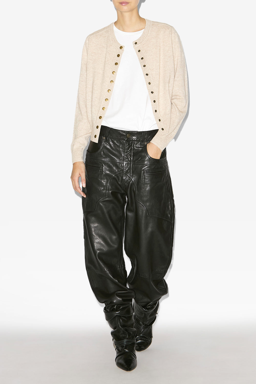 Idesia merinos wool and cashmere cardigan - Light beige - Woman - 2