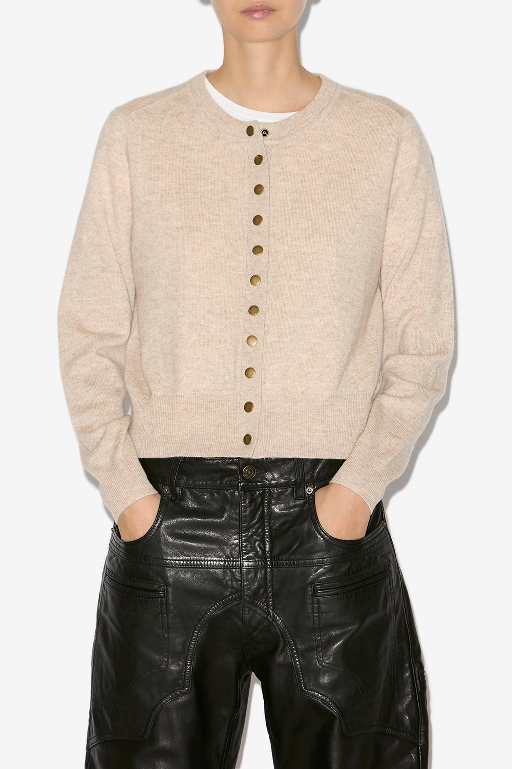 Idesia merinos wool and cashmere cardigan - Light beige - Woman - 4