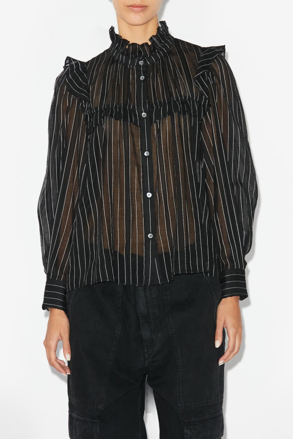 Chemise idety en voile de coton - Noir délavé - Woman - 4