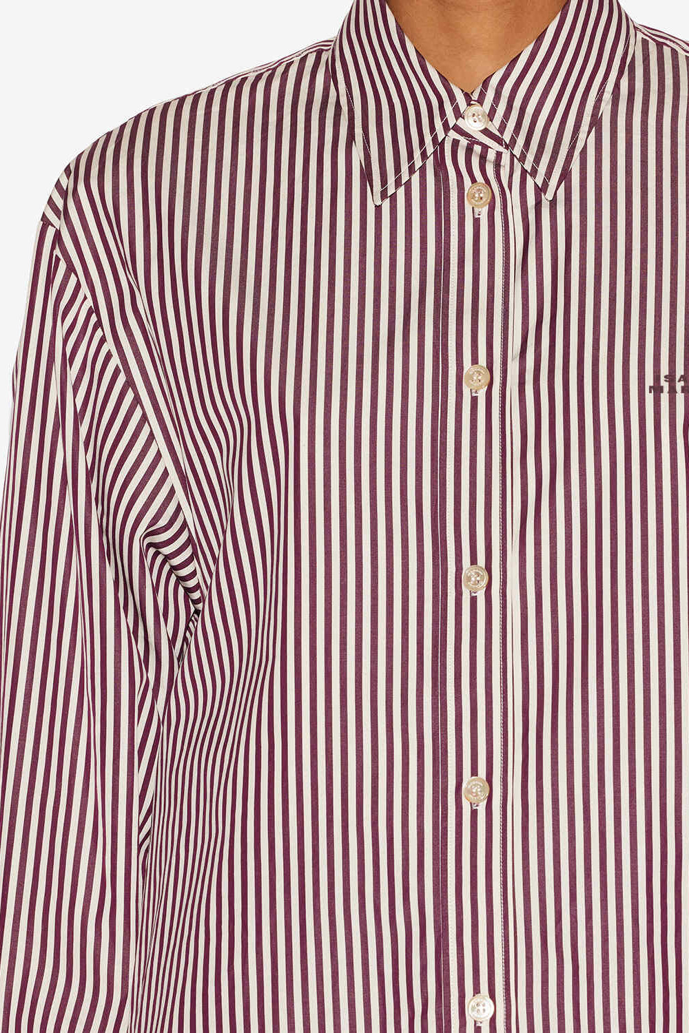 Fabriza striped silk blend shirt - Ecru-burgundy - Woman - 3