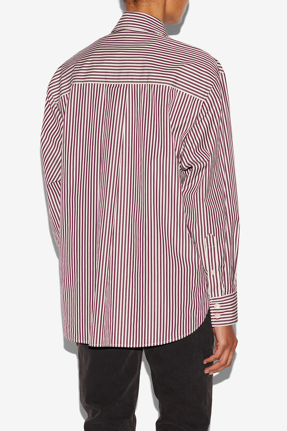 Fabriza striped silk blend shirt - Ecru-burgundy - Woman - 5