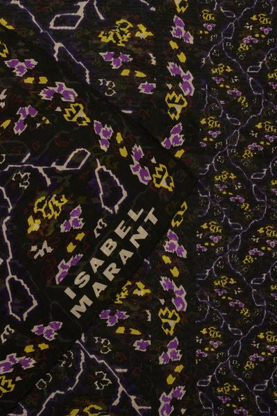 Printed cotton silk scarf luana - Black - Woman - 2