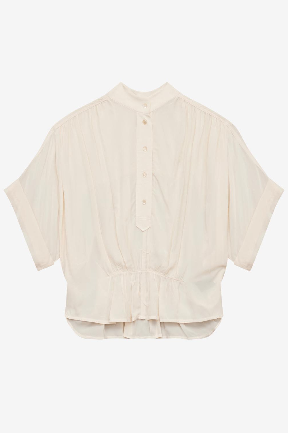 Azalea gathered officer collar top - Beige - Woman - 1