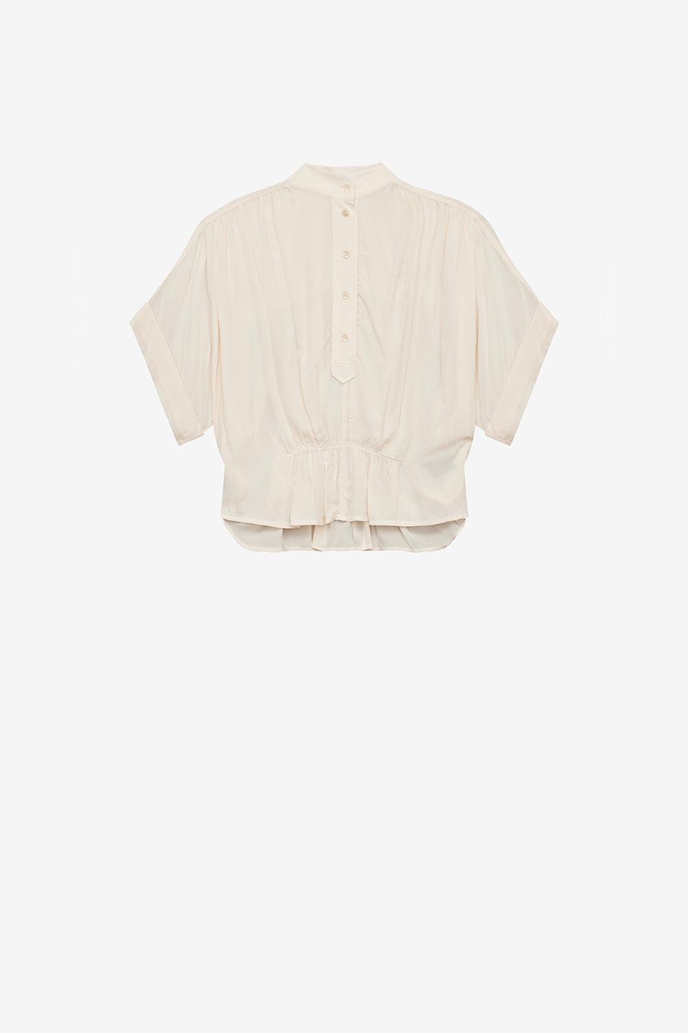 Azalea gathered officer collar top - Beige - Woman - 1