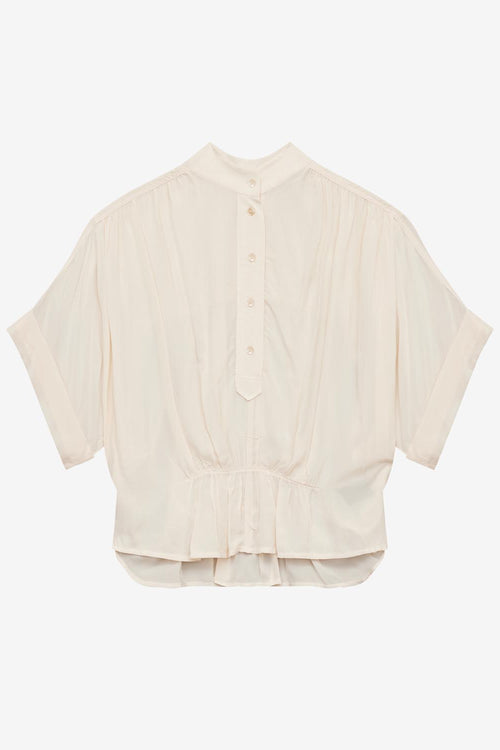 Azalea オフィサーカラー ギャザー入りトップス - ベージュ - Woman