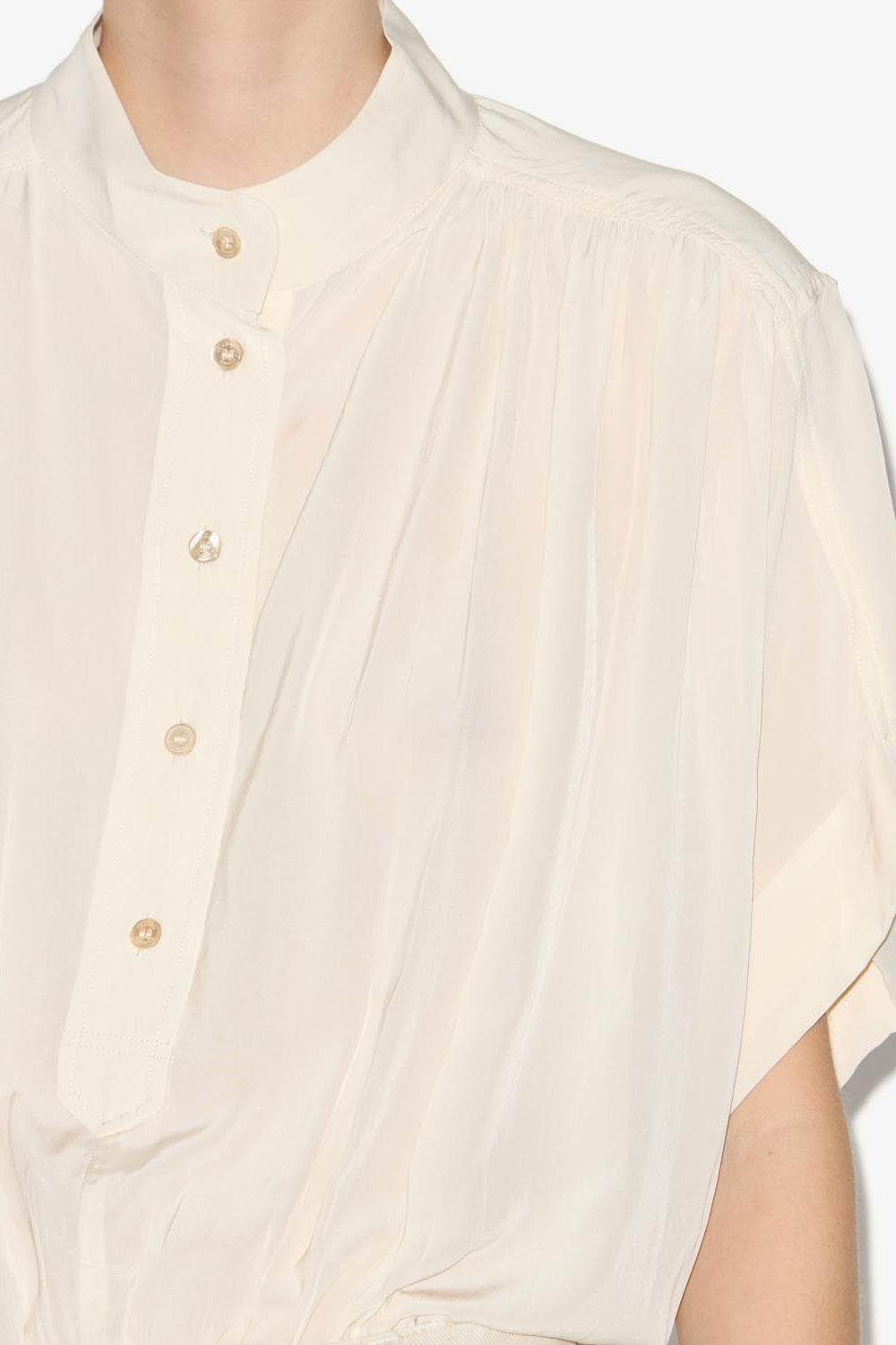 Azalea gathered officer collar top - Beige - Woman - 3