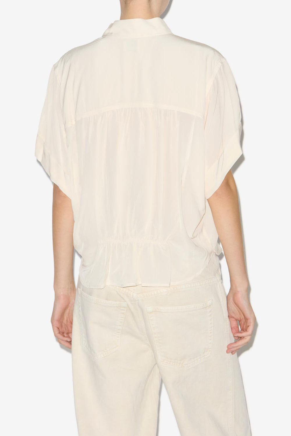 Azalea gathered officer collar top - Beige - Woman - 5