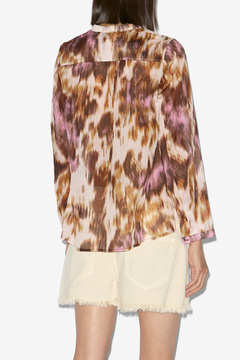 Maria printed cotton voile blouse - Ecru-ochre - Woman - 5