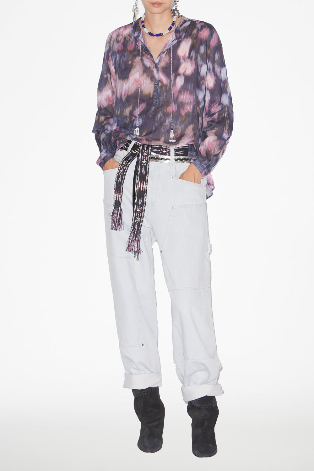 Maria printed cotton voile blouse - Purple-lilac - Woman - 2