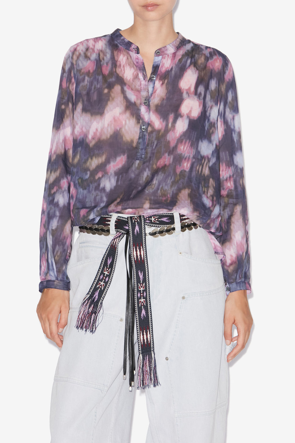 Maria printed cotton voile blouse - Purple-lilac - Woman - 4