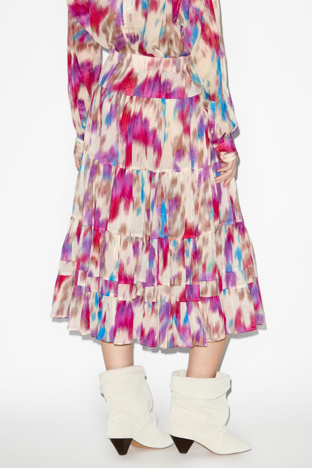 Elfa long printed skirt - Beige-raspberry - Woman - 5