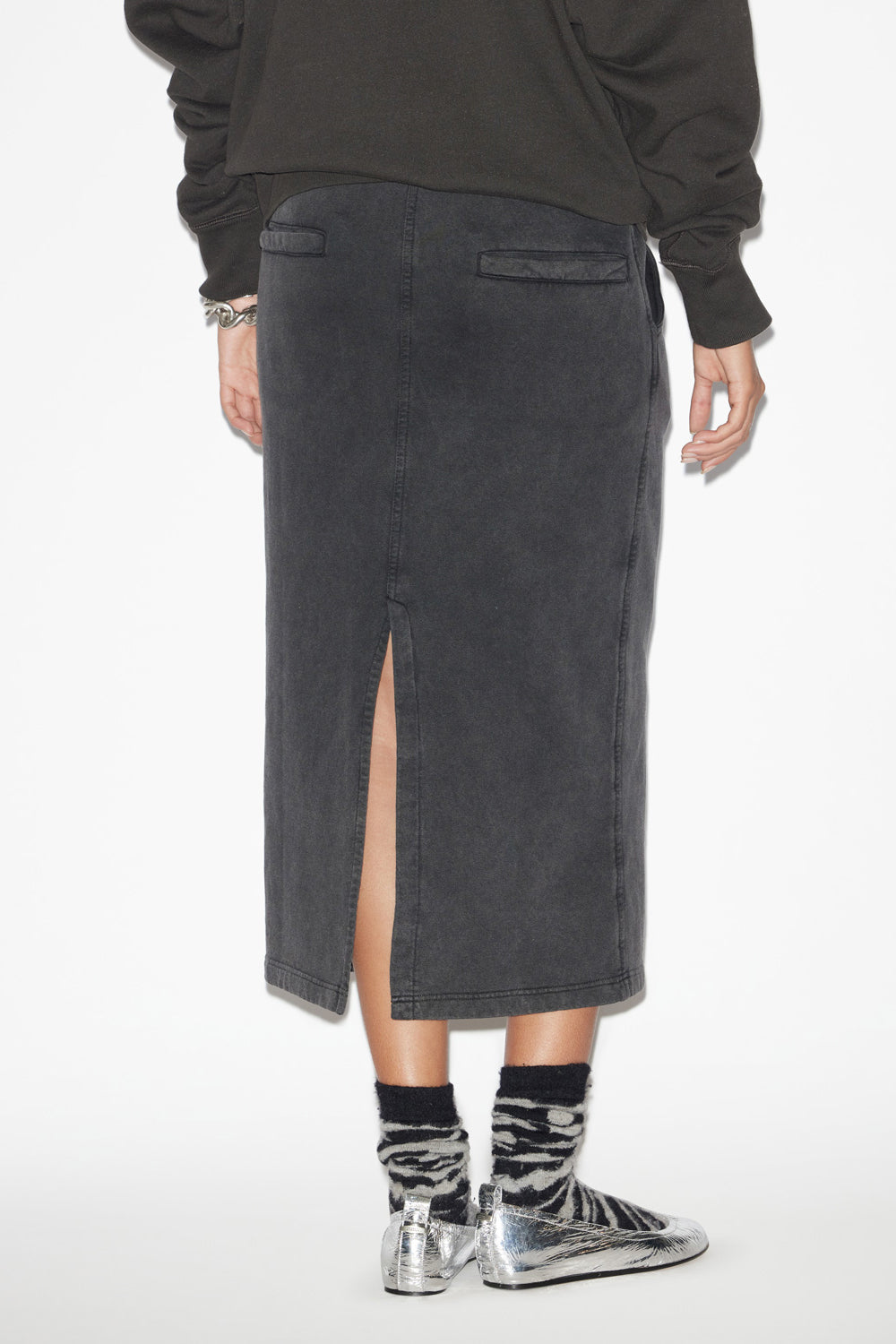 Noreen midi skirt in sweatpants style cotton - Black - Woman - 5
