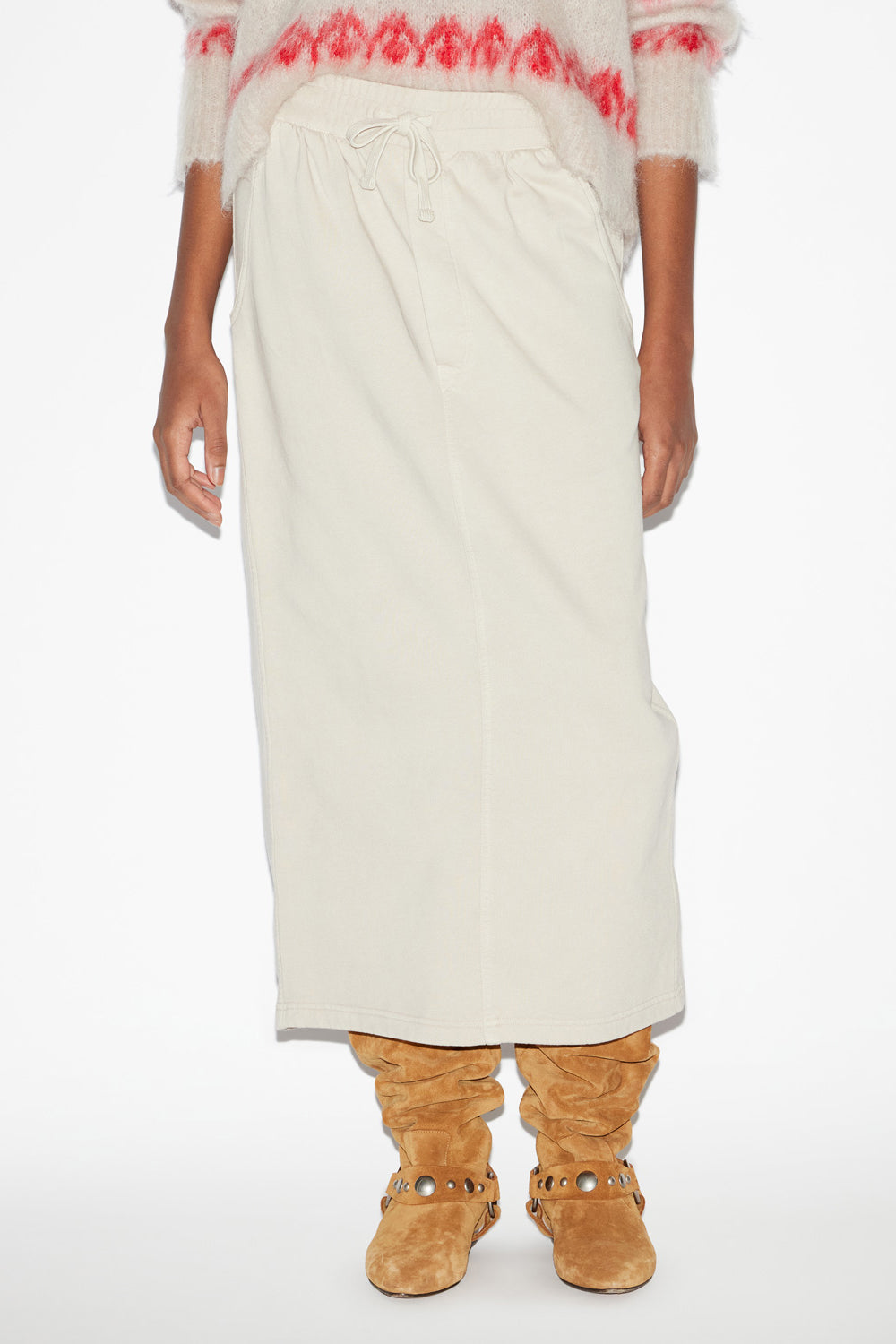 Noreen midi skirt in sweatpants style cotton - Beige - Woman - 4