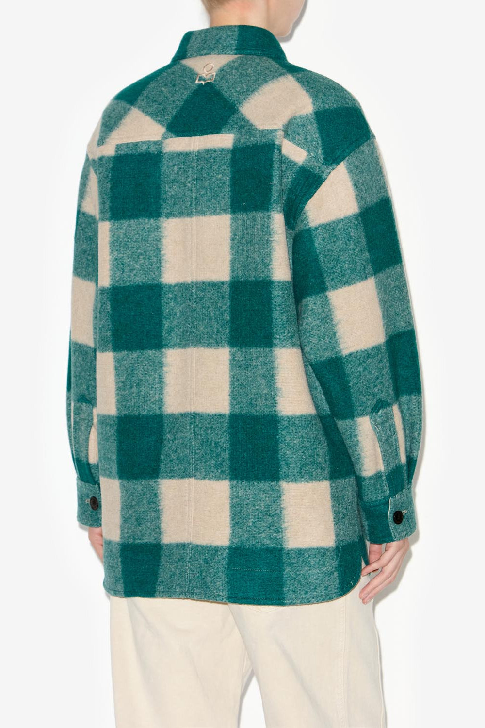 Harveli short checked wool coat - Green - Woman - 5