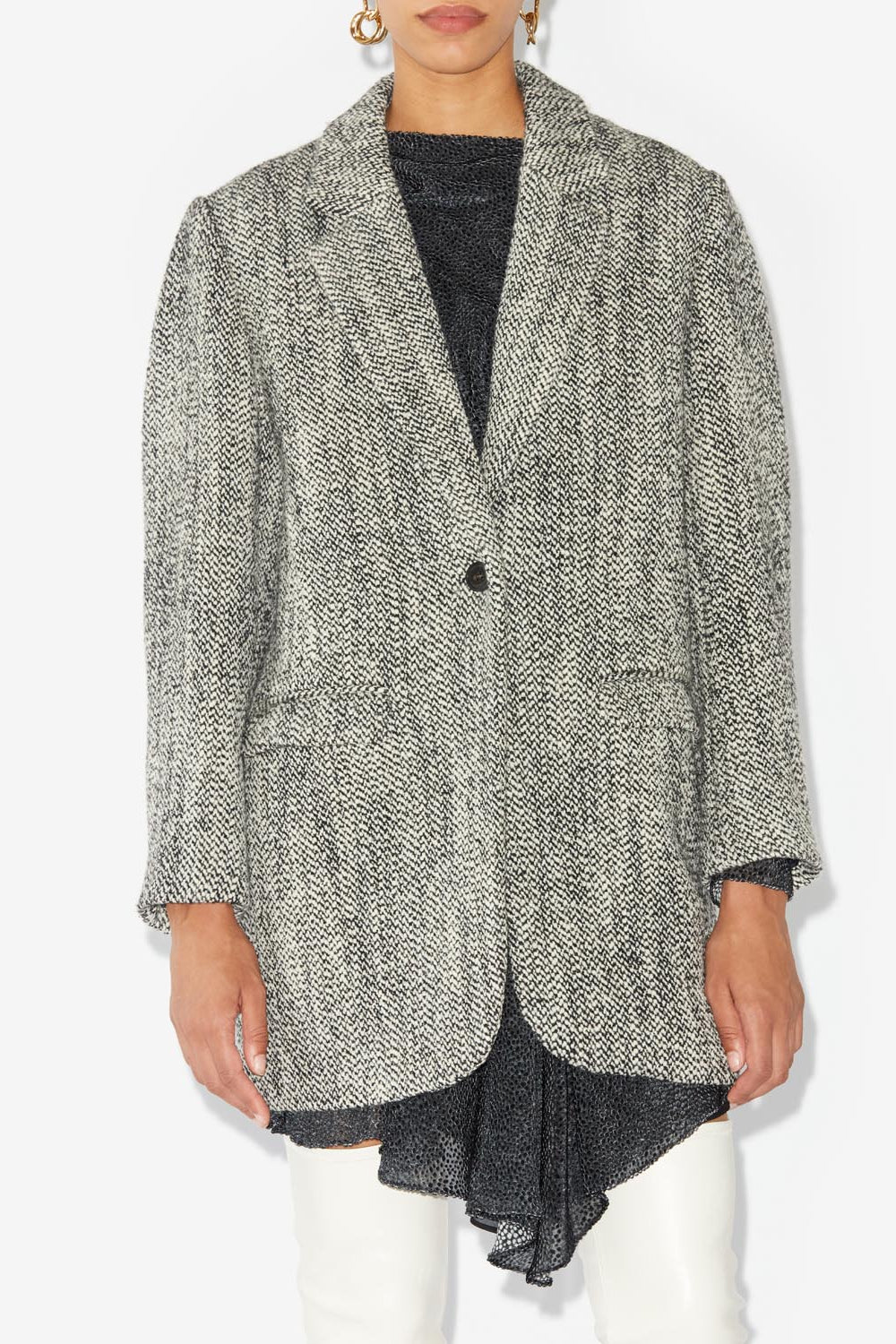 Jilinka coat - Black and ecru - Woman - 4