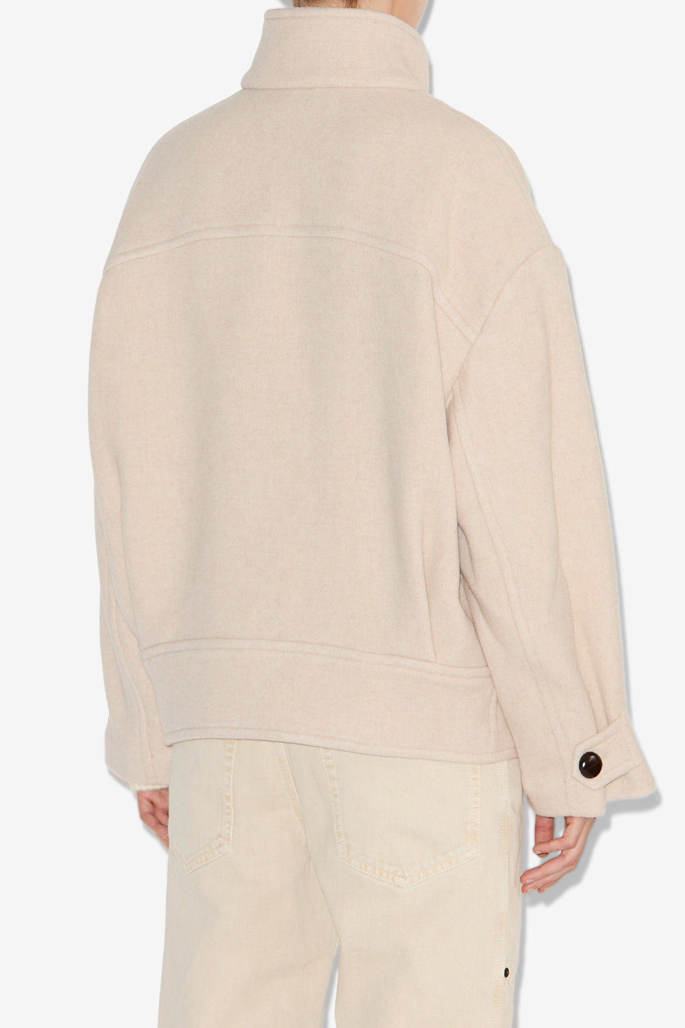 Manteau court hanis en laine mélangée - Écru - Woman - 5