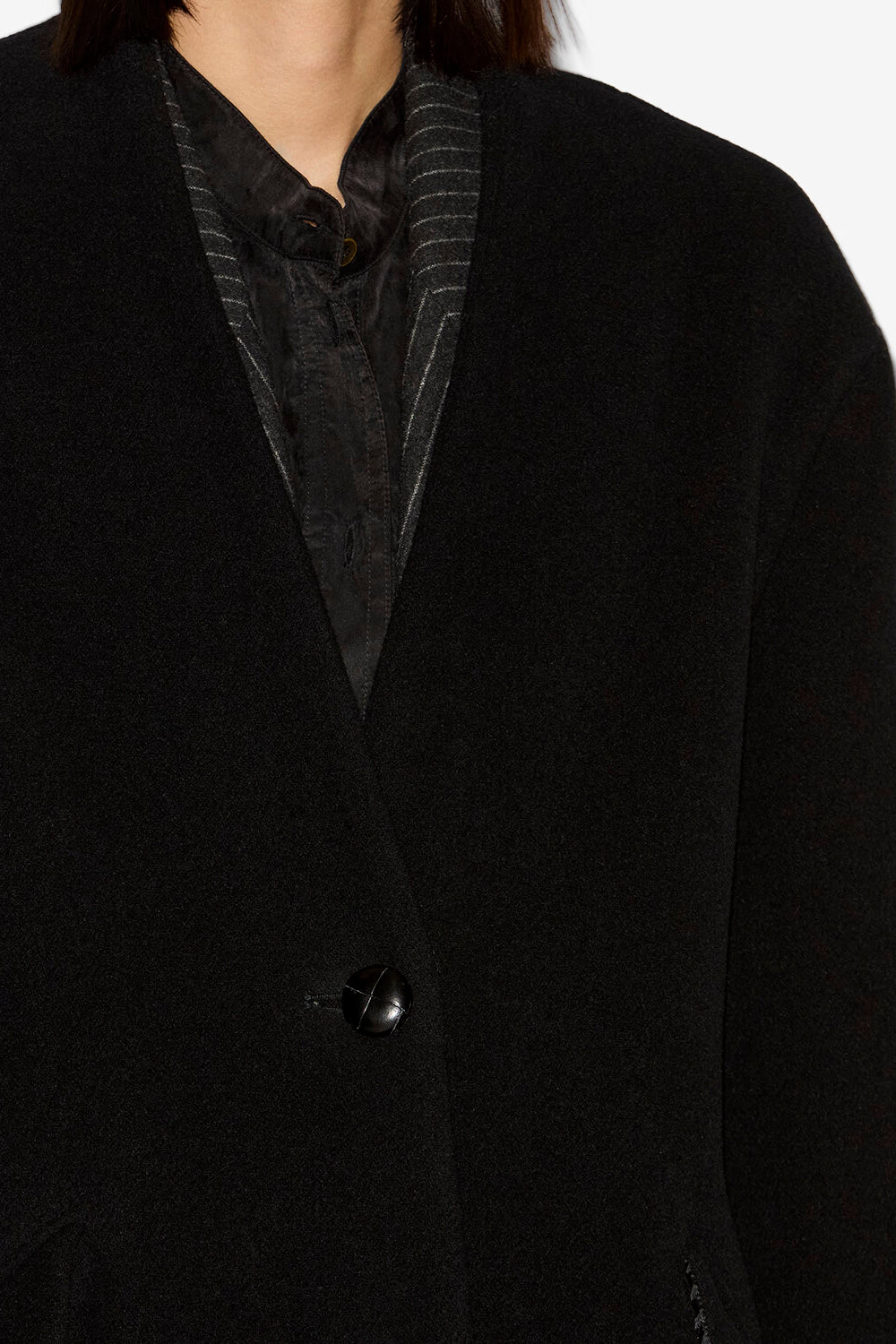 Manteau long florane en laine mélangée - Noir - Woman - 3