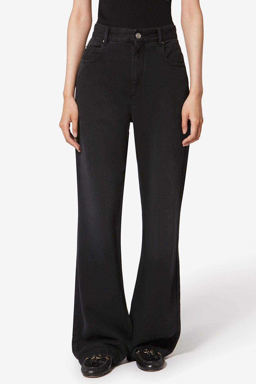 Belvira デニム ブーツカット ジーンズ - ウォッシュドブラック - Woman - 4