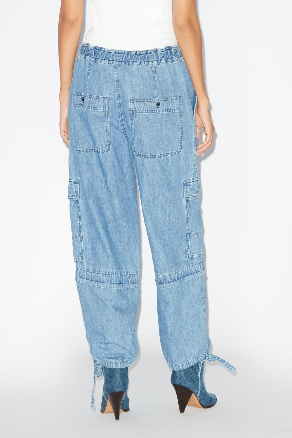 Denim pants with cargo pockets - 파란색 - Woman - 5