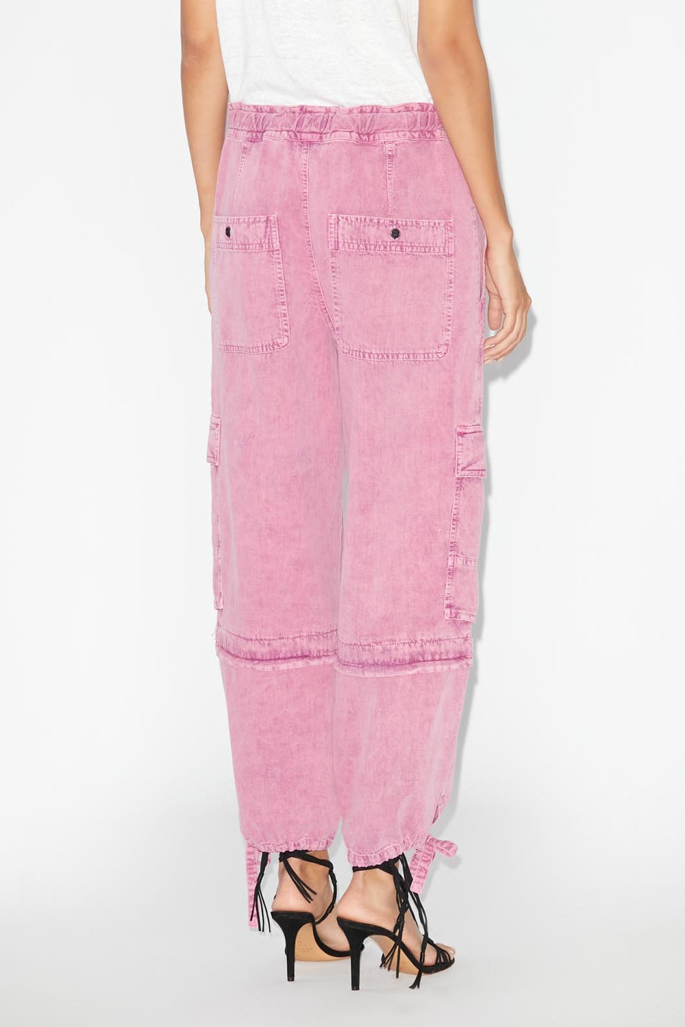 Denim pants with cargo pockets - Rosa - Woman - 5
