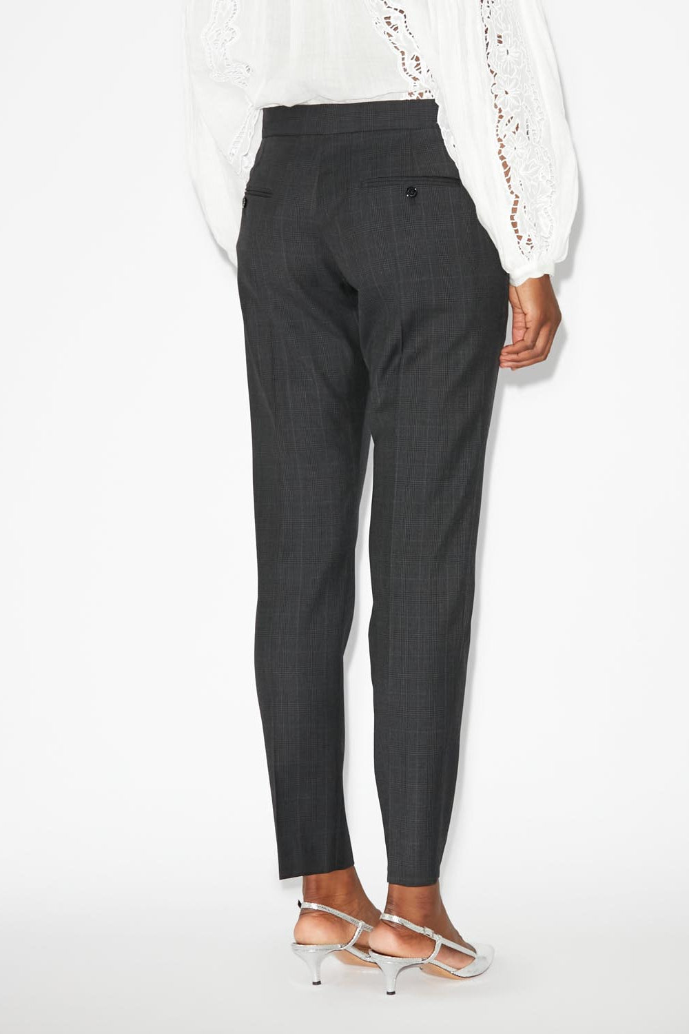 Checked wool straight-leg pants nolena - Anthracite - Woman - 5