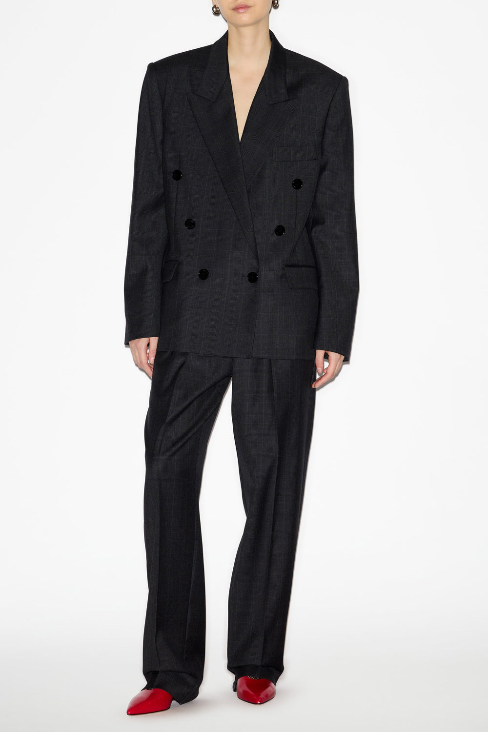 Liska pleated glen plaid wool pants - Anthracite - Woman - 2