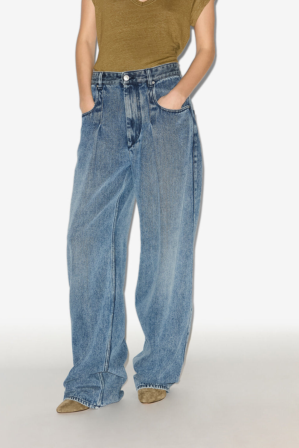 Rodayna pleated denim jeans - Light blue - Woman - 4