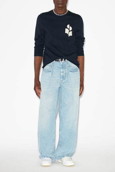 Evans cotton and wool sweater with logo - Midnight - Man - 2