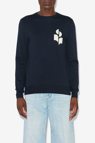 Evans cotton and wool sweater with logo - Midnight - Man - 4