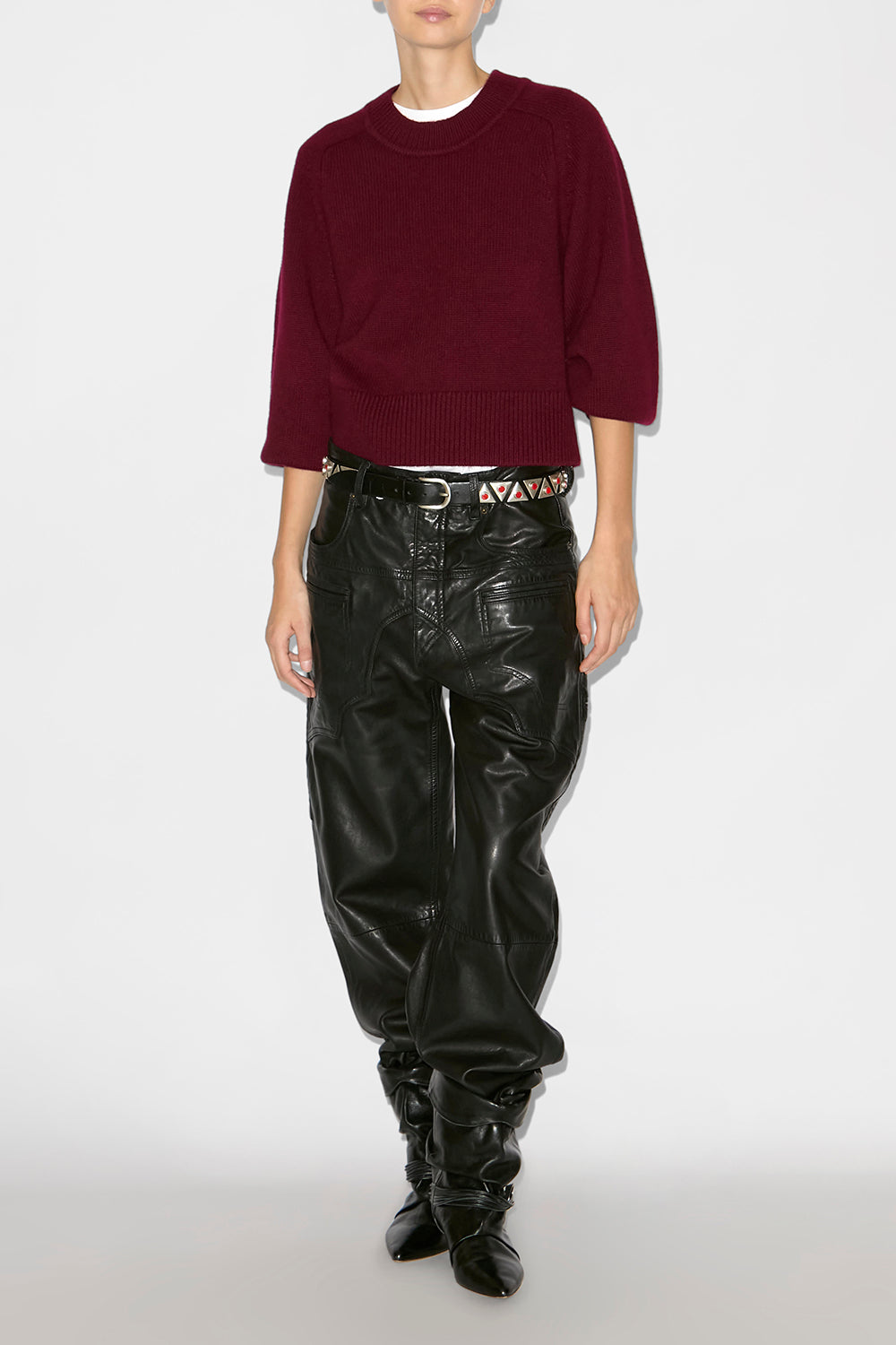 Leandra merinos wool and cashmere sweater - Burgundy - Woman - 2