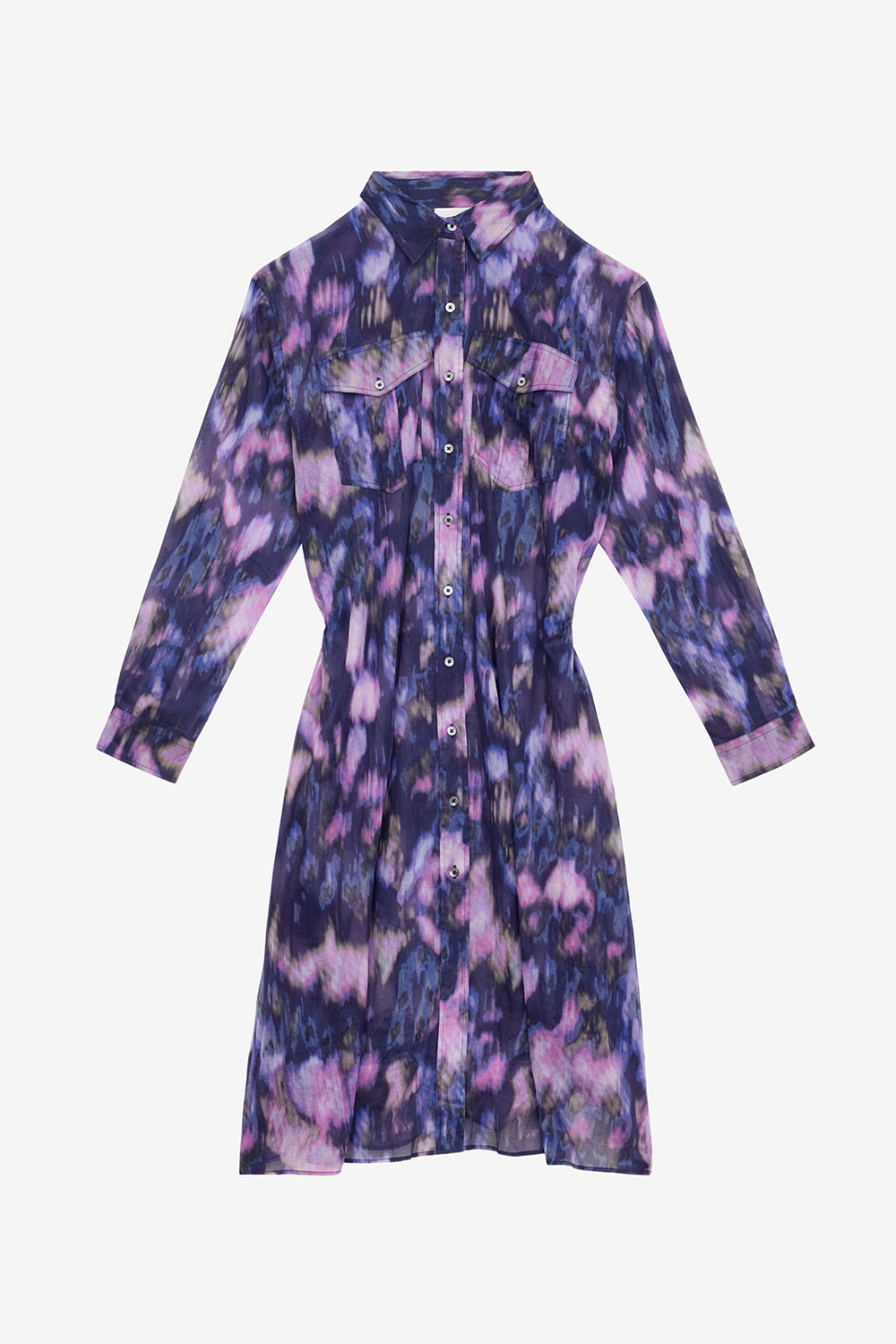 Eliane printed cotton voile shirt dress - Purple-lilac - Woman - 1