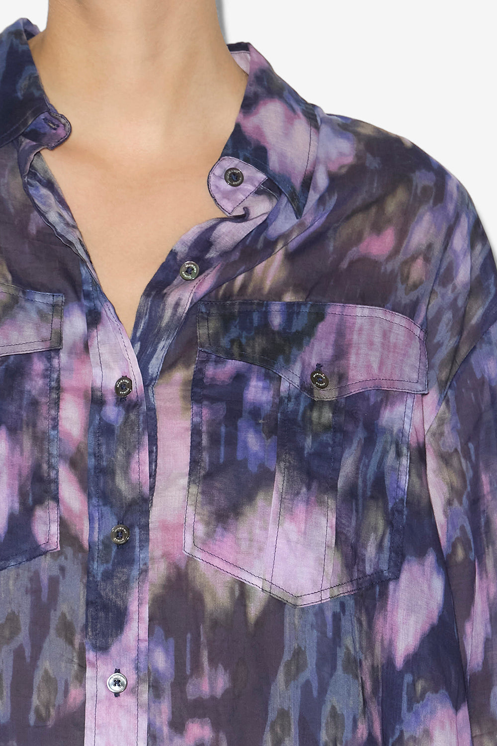 Eliane printed cotton voile shirt dress - Purple-lilac - Woman - 3