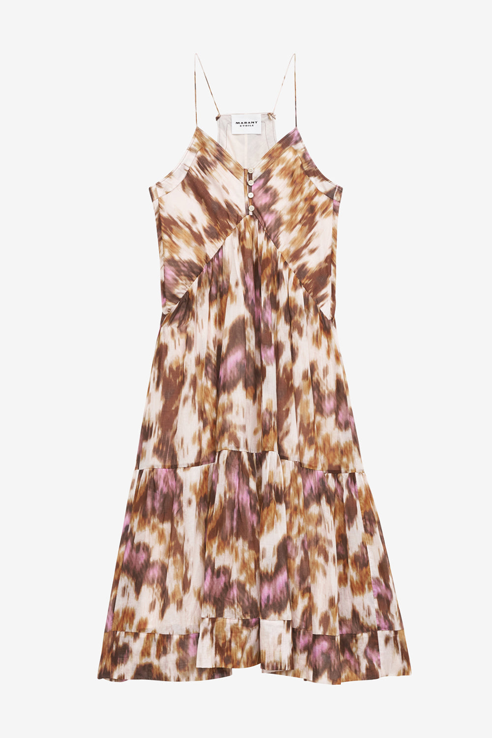 Sabba long strappy watercolor print dress - Ecru-ochre - Woman - 1