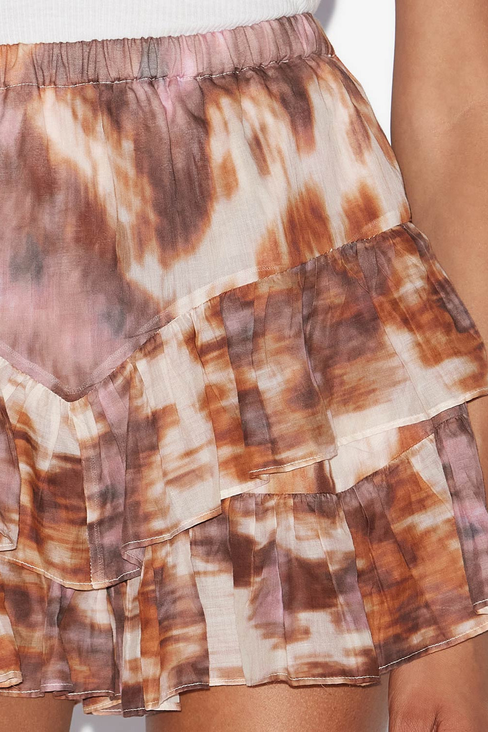 Jocadia プリント入りコットンボイル フリル付きショートパンツ - Ecru-ochre - Woman - 3