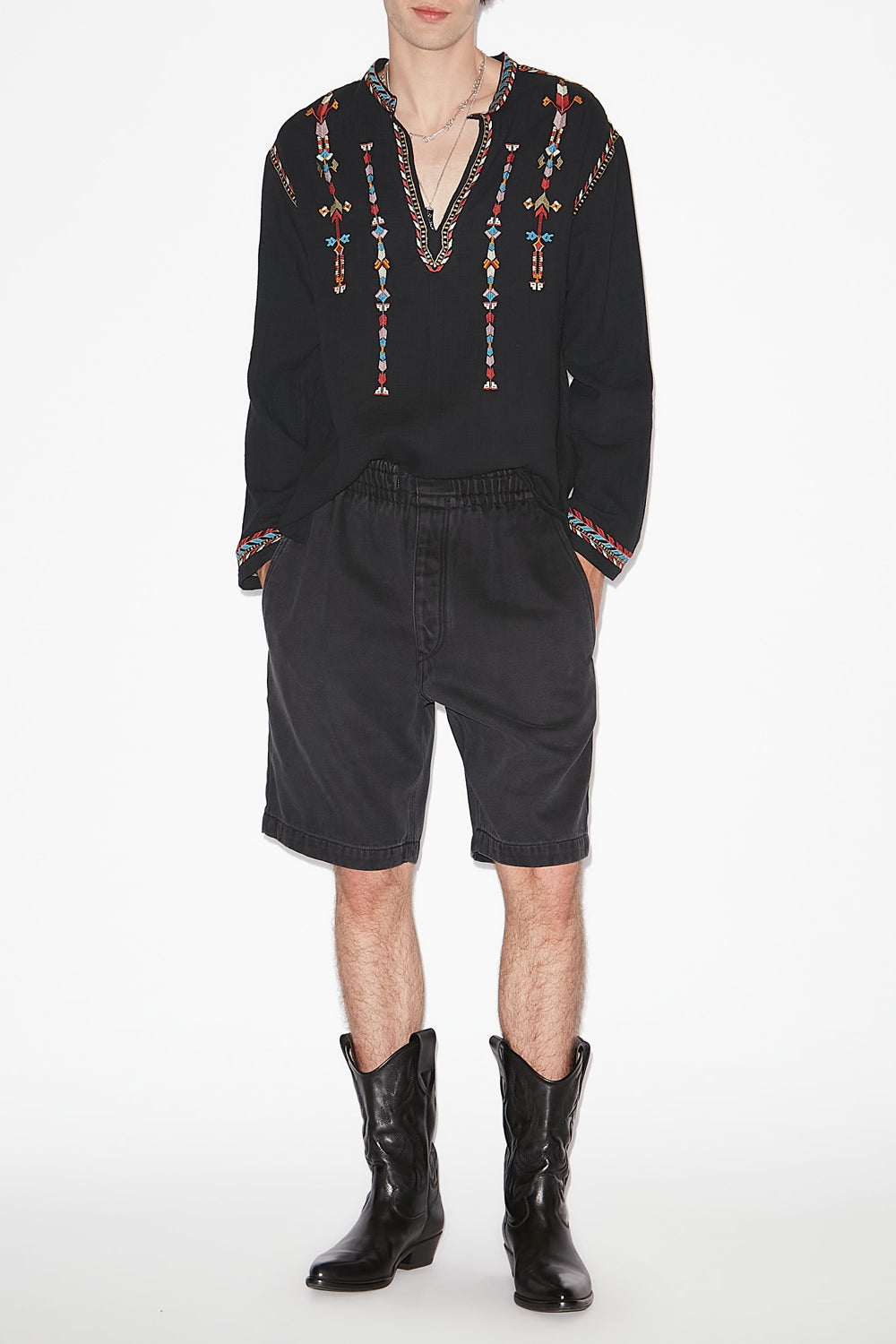 Shorts tyler aus fließendem denim - Schwarz gewaschen - Man - 2