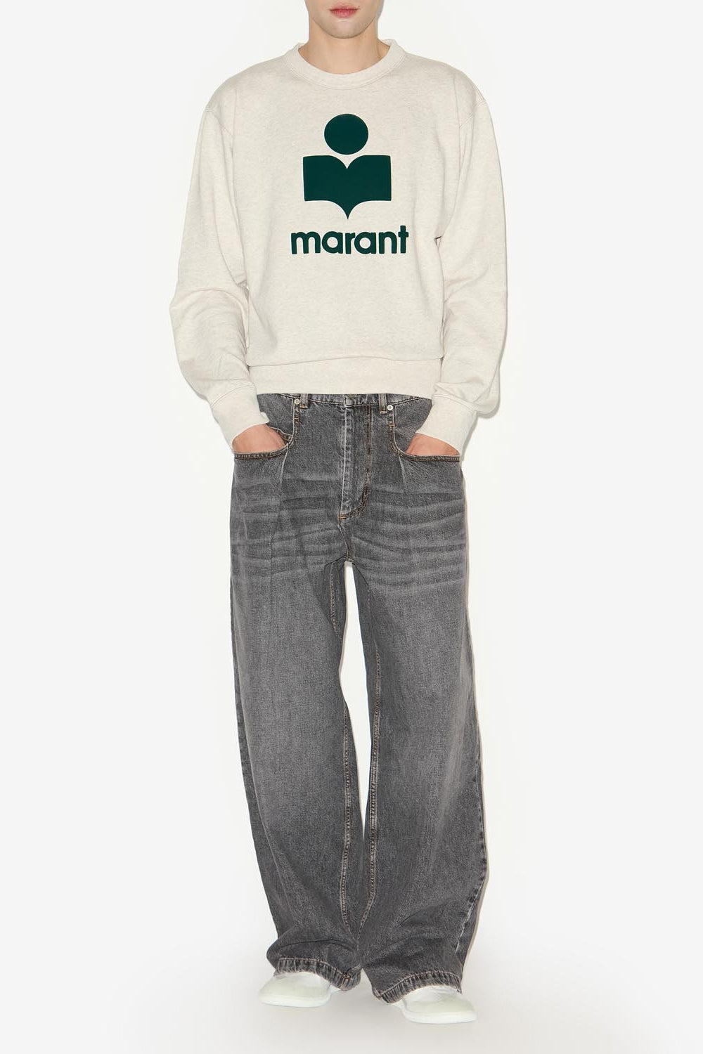 Sweatshirt mikoy aus jersey mit gesticktem logo - Ecru-emerald - Man - 2