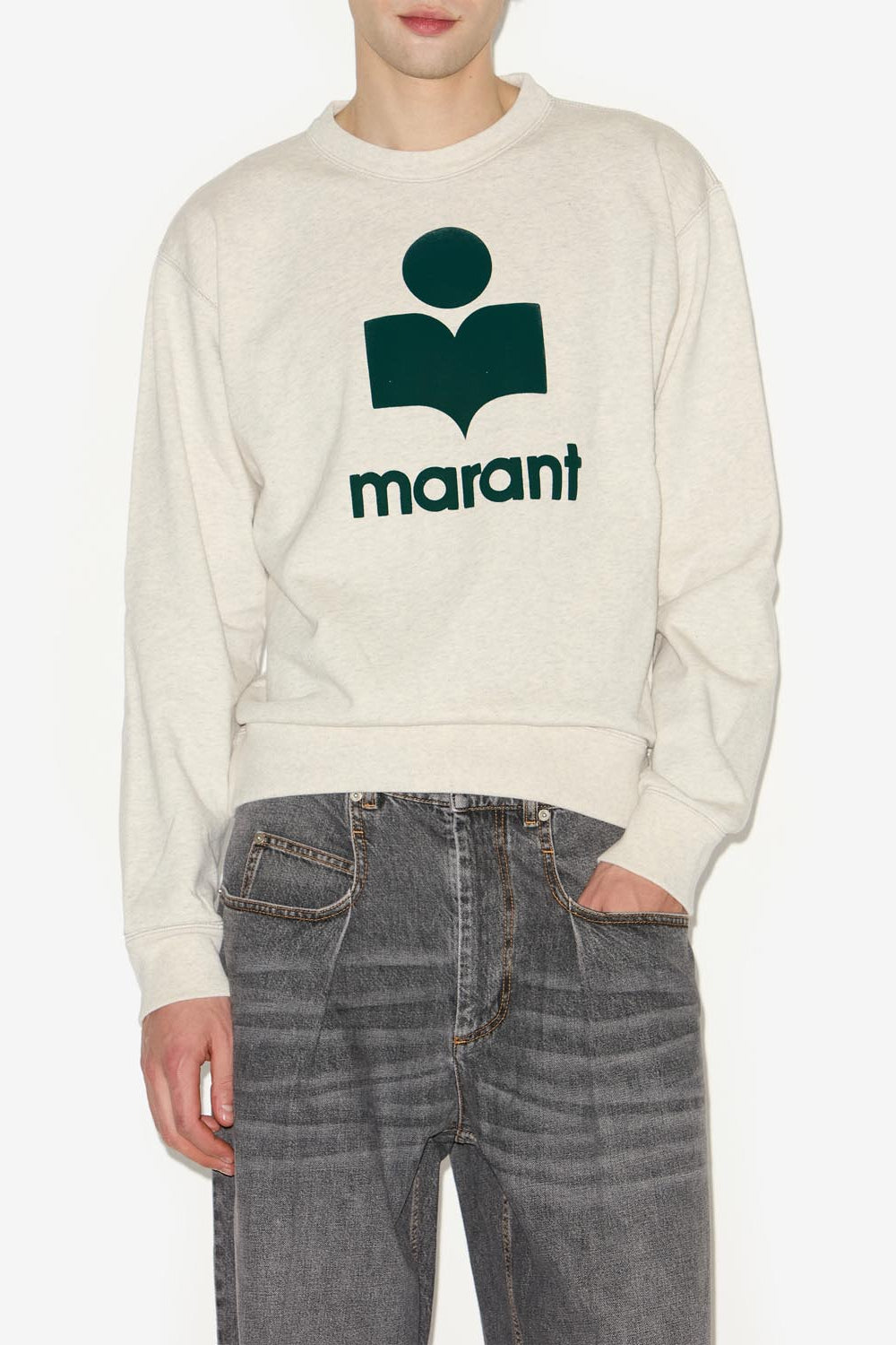 Sweatshirt mikoy aus jersey mit gesticktem logo - Ecru-emerald - Man - 4