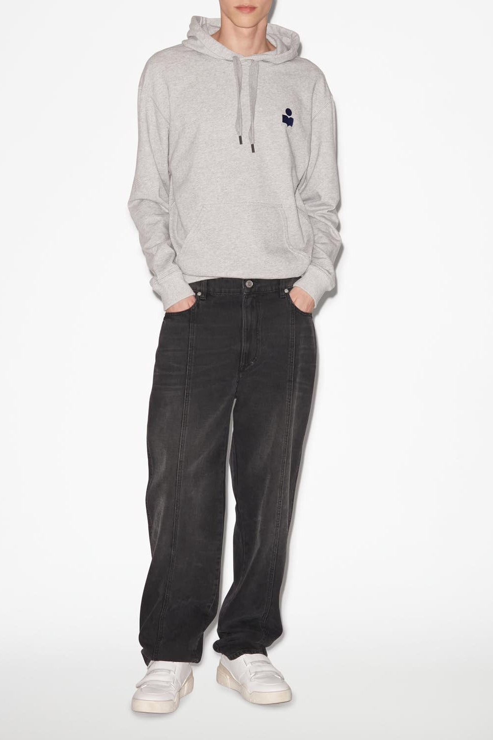 Sweatshirt matte mit logo - Gray and midnight blue - Man - 2