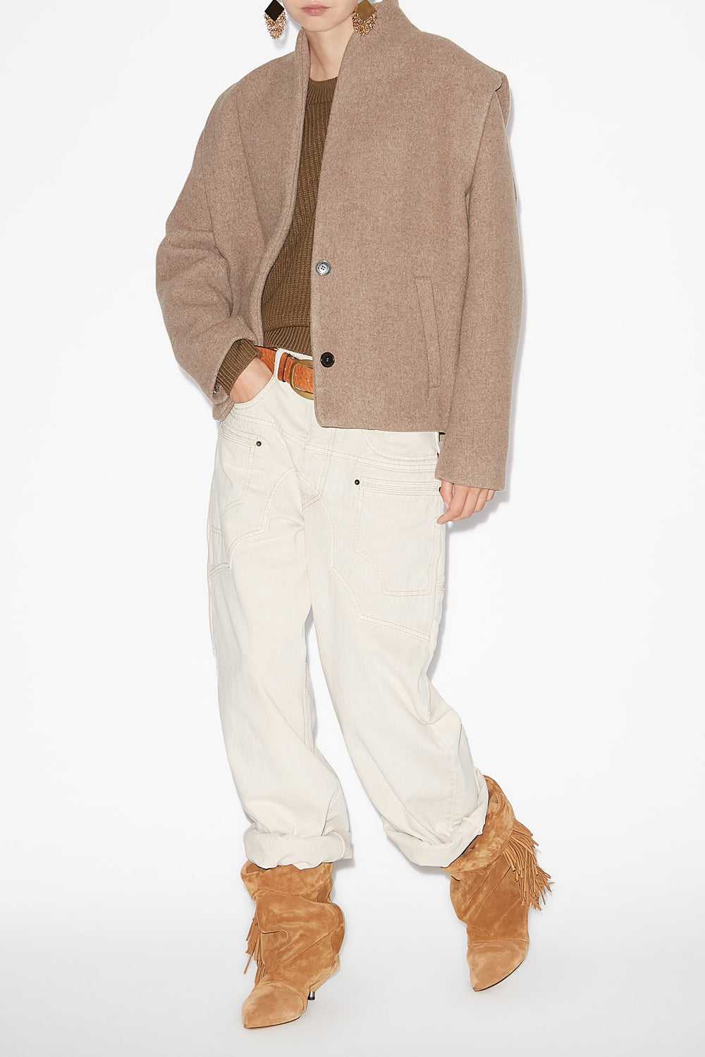 Drogo wool blend suit jacket - Taupe - Woman - 2