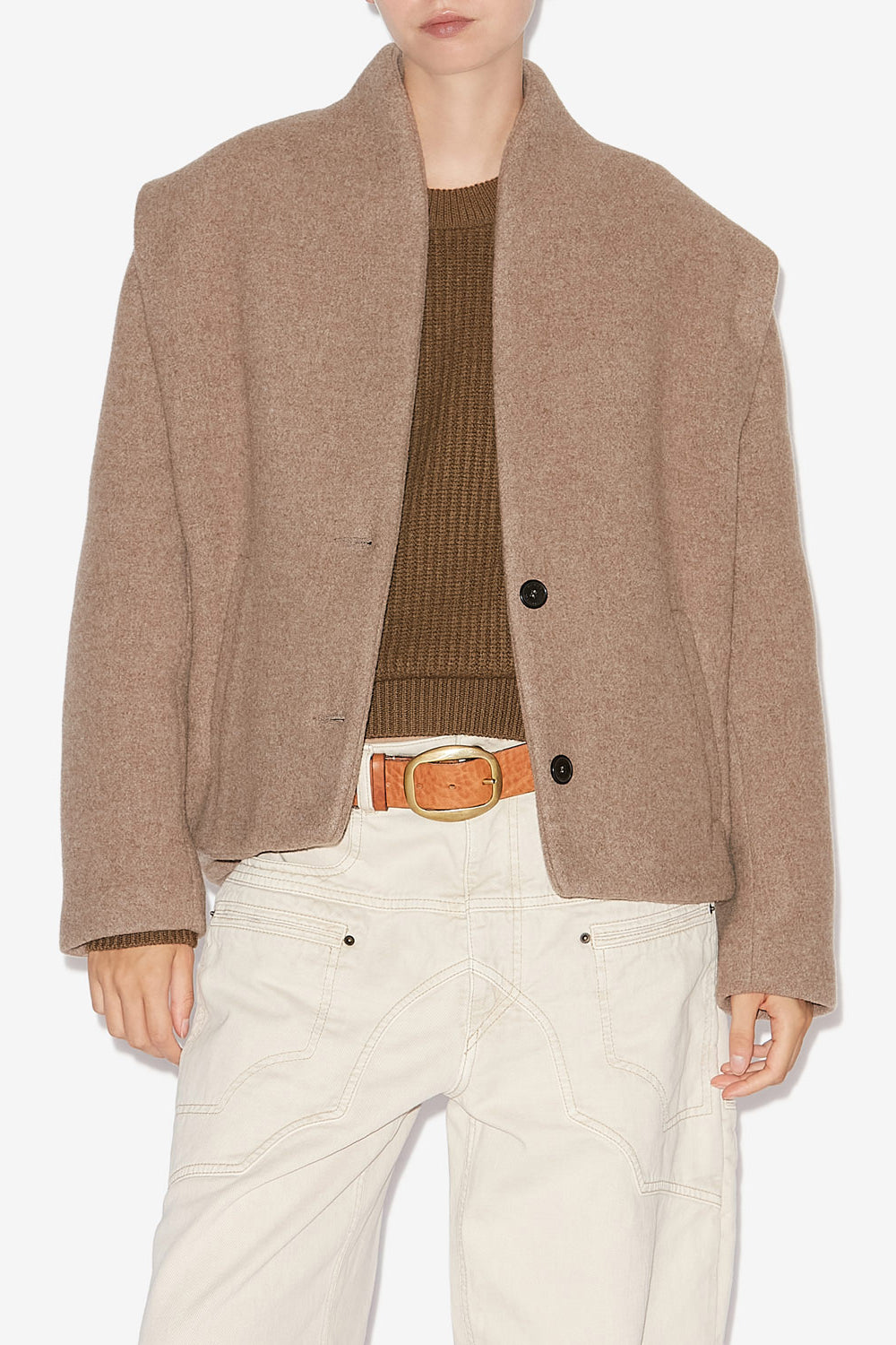 Drogo wool blend suit jacket - Taupe - Woman - 4