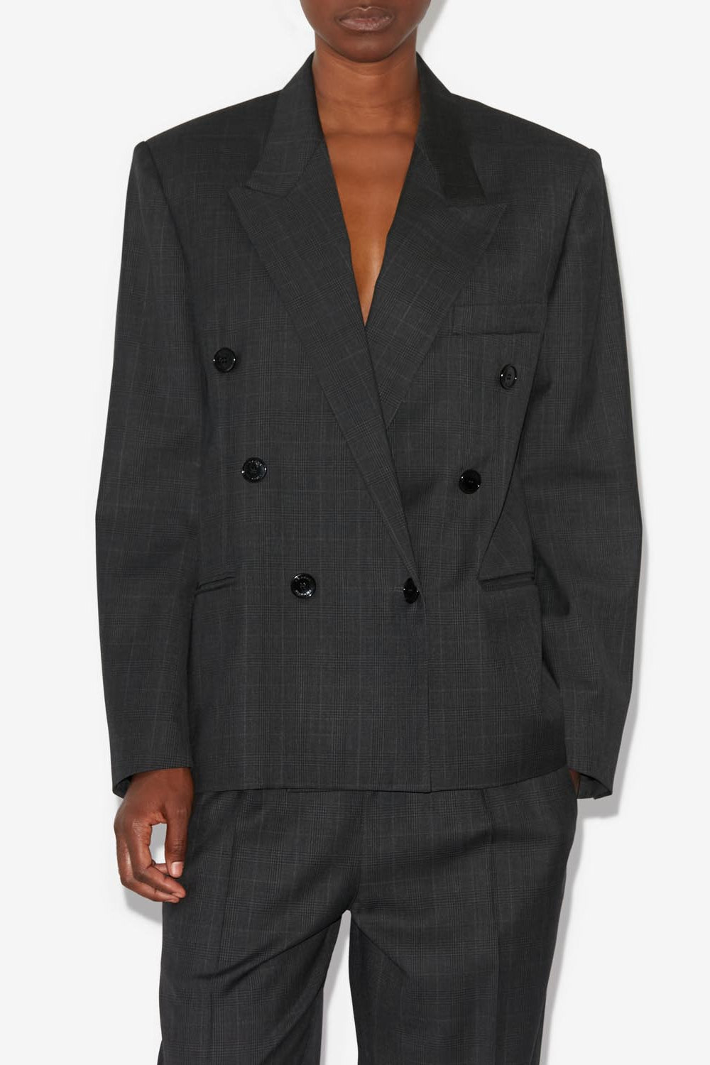 Veste blazer croisée à col revers kléro - Anthracite - Woman - 4