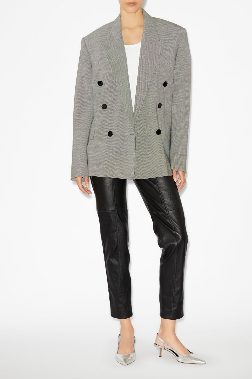 Klero double-breasted blazer jacket with lapel collar - Ecru and black - Woman - 2