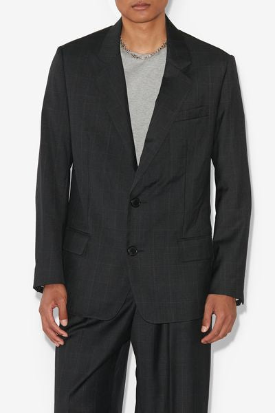 Nolan glen plaid wool suit jacket - Anthracite - Man - 8